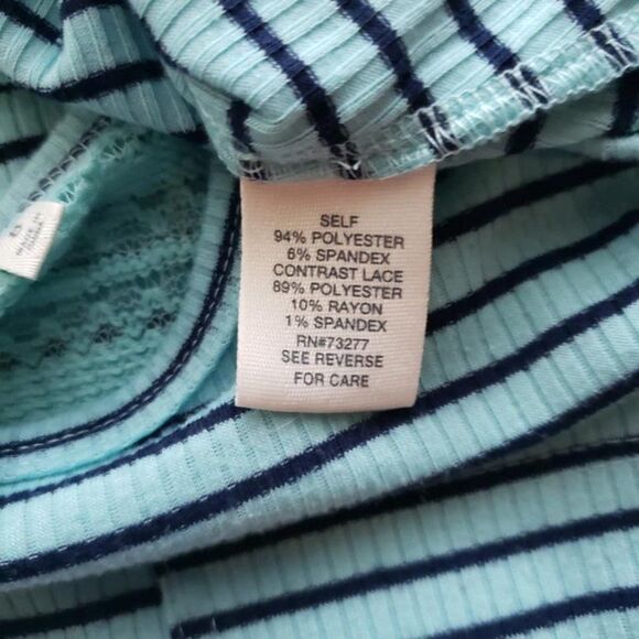 Mudd Green & Blue Striped Short Sleeved Top Size 8 - Picture 5 of 12